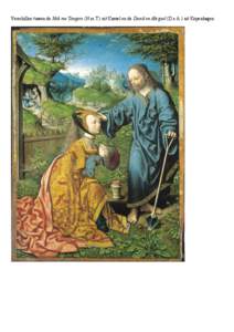 Verschillen tussen de Noli me Tangere (N.m.T.) uit Kassel en de David en Abigael (D.e.A.) uit Kopenhagen.  De opzet van de planten op beide panelen lijkt erg op elkaar, de uitwerking veel minder. D.e.A: Bladeren donker