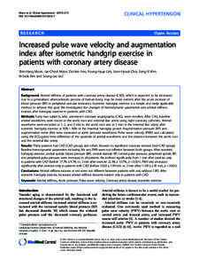 Increased pulse wave velocity and augmentation index after isometric handgrip exercise in patients with coronary artery disease