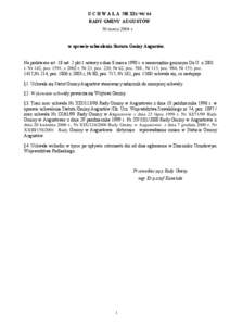 U C H W A Ł A NR XII[removed]RADY GMINY AUGUSTÓW 30 marca 2004 r. w sprawie uchwalenia Statutu Gminy Augustów.