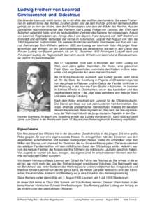 Ludwig Freiherr von Leonrod Gewissensnot und Eidestreue Die Linie der Leonrods reicht zurück bis in die Mitte des zwölften Jahrhunderts. Sie waren Freiherren im wahren Sinne des Wortes: Zu allen Zeiten sind sie dem Ruf der größ-ren Gemeinschaften