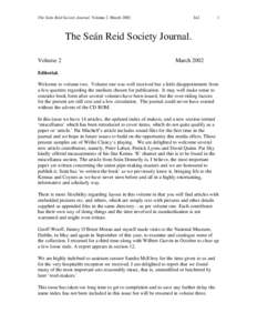 The Seán Reid Society Journal. Volume 2. March[removed]In2 1