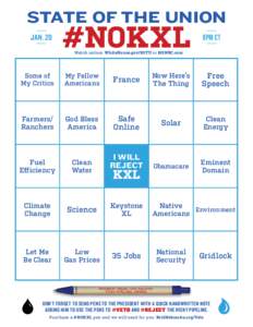 STATE OF THE UNION JAN. 20 #NOKXL  8PM CT