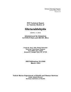 Toxicity Studies of Glutaraldehyde (CAS No[removed]Administered by Inhalation to F344/N Rats and B6C3F1 Mice