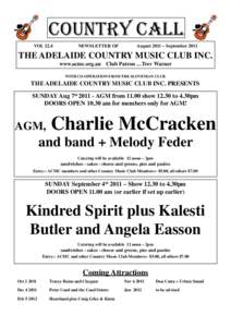 Adelaide Country Music Club Country Call AugustSeptember 2011 Issue - Vol 22.4