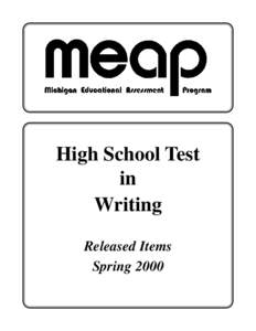 High School Test in Writing Released Items Spring 2000