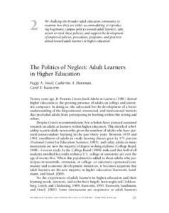 The politics of neglect: Adult learners in higher education