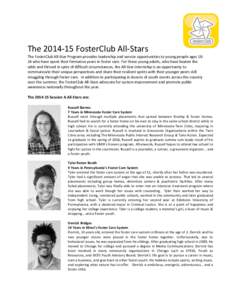    	
   The	
  2014-­‐15	
  FosterClub	
  All-­‐Stars	
  