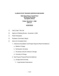 ILLINOIS STATE TEACHER CERTIFICATION BOARD