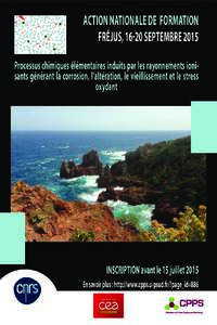 ACTION NATIONALE DE FORMATION FRÉJUS, 16-20 SEPTEMBRE 2015 Processus chimiques élémentaires induits par les rayonnements ionisants générant la corrosion, l’altération, le vieillissement et le stress oxydant  INSC