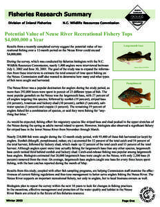 Fisheries Research Summary Division of Inland Fisheries N.C. Wildlife Resources Commission  Potential Value of Neuse River Recreational Fishery Tops