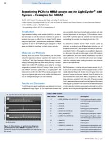 Genetics / Polymerase chain reaction / Laboratory techniques / High Resolution Melt / Melting curve analysis / BRCA1 / Restriction fragment length polymorphism / Polymorphism / SNP genotyping / Biology / Molecular biology / Biotechnology