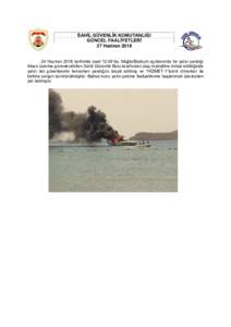 SAHİL GÜVENLİK KOMUTANLIĞI GÜNCEL FAALİYETLERİ 27 HaziranHaziran 2016 tarihinde saat 12.09’da, Muğla/Bodrum açıklarında bir yatın yandığı ihbarı üzerine görevlendirilen Sahil Güvenlik Botu t
