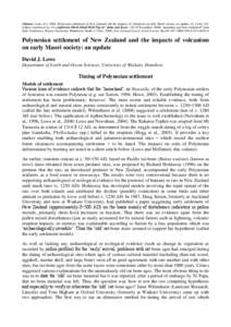 Citation: Lowe, D.J[removed]Polynesian settlement of New Zealand and the impacts of volcanism on early Maori society: an update. In: Lowe, D.J. (editor) Guidebook for Pre-conference North Island Field Trip A1 ‘Ashes and Issues’ (28-30 November, [removed]Australian and New Zealand 4th Joint Soils Conference, Massey University, Palmerston North (1-5 Dec[removed]New Zealand Society of Soil Science. Pp[removed]ISBN[removed]0