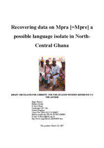 Mpre language / Niger–Congo languages / Guang languages / Avikam language / Mbre language / Dogon languages / Languages of Africa / Kwa languages / Languages of Ghana