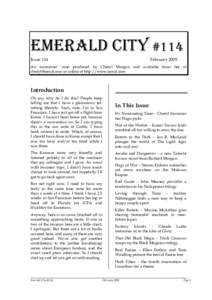 EMERALD CITY #114 Issue 114 FebruaryAn occasional ‘zine produced by Cheryl Morgan and available from her at