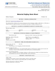 Current Version: 2.0 Revision Date: Sep 5, 2012 Material Safety Data Sheet Identity: Europium