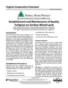 PUBLICATION[removed]Powell River Project Reclamation Guidelines for Surface-Mined Land  Establishment and Maintenance of Quality