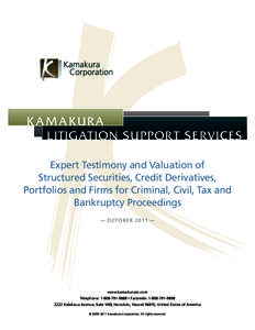 KAMAKURA LITIGATION SUPPOR T SERVICES VERSION 7.0 Expert Testimony and Valuation of Structured Securities, Credit Derivatives,