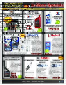 In-Store Specials www.BennettAuto.com Prices goodthroughMax Life Oil &