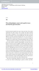 Cambridge University Press7 - Anthropology and the Cognitive Challenge Maurice Bloch Excerpt More information