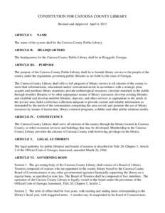 MODEL CONSTITUTION FOR SINGLE COUNTY LIBRARY SYSTEMS