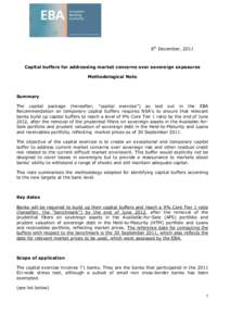 8th December, 2011  Capital buffers for addressing market concerns over sovereign exposures Methodological Note  Summary