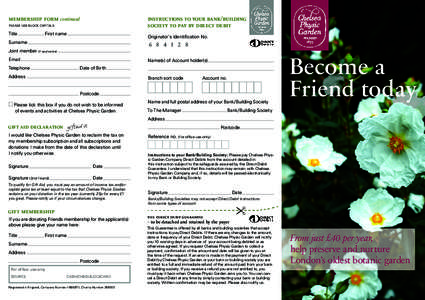 membership form continued  instructions to your bank/building society to pay by direct debit  PLEASE USE BLOCK CAPITALS