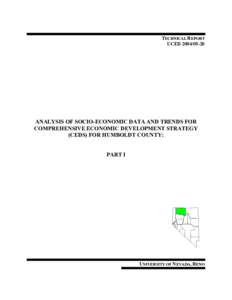 TECHNICAL REPORT UCED[removed]ANALYSIS OF SOCIO-ECONOMIC DATA AND TRENDS FOR COMPREHENSIVE ECONOMIC DEVELOPMENT STRATEGY (CEDS) FOR HUMBOLDT COUNTY: