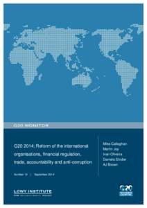 G20 2014: Reform of the international organisations, financial regulation, trade, accountability and anti-corruption Number 13  |