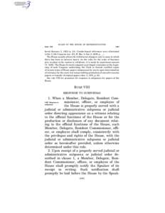 RULES OF THE HOUSE OF REPRESENTATIVES Rule VIII § 697  bered January 3, 1953 (p[removed]Gender-based references were eliminated