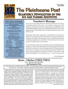 Vol. 5, Issue 1 March 2008 The Pleistocene Post  Quarterly Newsletter of the