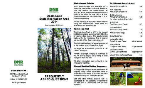 Deam Lake State Recreation Area 2014 Last updated[removed]Shelterhouse Policies