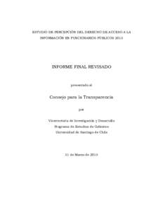 ESTUDIO DE PERCEPCIÓN DEL DERECHO DE ACCESO A LA INFORMACIÓN EN FUNCIONARIOS PÚBLICOS 2013 INFORME FINAL REVISADO  presentado al