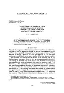 RESEARCH ANNOUNCEMENTS  BULLETIN(New Series) OF THE AMERICANMATHEMATICALSOCIETY Volume 28, Number 2, April 1993