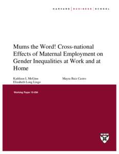 Gender studies / Social inequality / Gender equality / Sexism / Gender role / Social psychology / Gender / Women in the workforce / Woman / Occupational inequality / Parental portrayals in the media