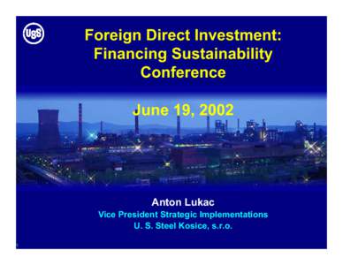 Foreign Direct Investment: Financing Sustainability Conference June 19, 2002  Anton Lukac