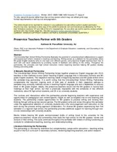 Academic Exchange Quarterly Winter 2013 ISSNVolume 17, Issue 4 To cite, use print source rather than this on-line version which may not reflect print copy format requirements or text lay-out and pagination. Th