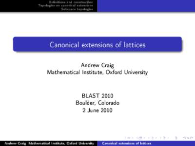Lattice theory / Lattice / Complete lattice / Dual space / Distributive lattice / Topological space / Congruence lattice problem