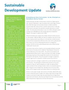 Sustainable Development Update DFC Contributes to Global Dairy Agenda for Action