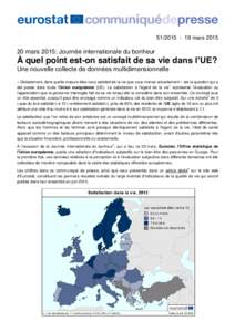 marsmars 2015: Journée internationale du bonheur À quel point est-on satisfait de sa vie dans l’UE? Une nouvelle collecte de données multidimensionnelle