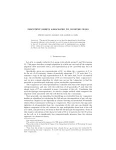 NILPOTENT ORBITS ASSOCIATED TO COXETER CELLS ¨ STEVEN GLENN JACKSON AND ALFRED G. NOEL Abstract. The goal of this paper is to is to describe algorithms for identifying the special nilpotent orbit attached to a cell in t