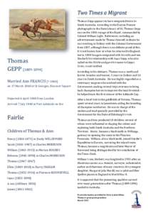 Two Times a Migrant  Thomas GEPPMarried Ann FRANCIS [?-1868] on 17 March 1840 at St Georges, Hanover Square