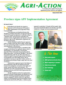 A G R I -A ACTION A newsletter of the Agrifoods Branch of the Department of Forest Resources and Agrifoods. Spring & Summer 2003