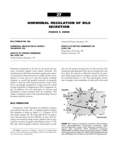 27 HORMONAL REGULATION OF BILE SECRETION FRANCIS R. SIMON  BILE FORMATION 389