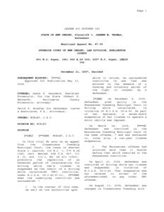 Page 1  LEXSEE 401 NJSUPER 180 STATE OF NEW JERSEY, Plaintiff v. JANEEN M. THOMAS, Defendant Municipal Appeal No[removed]