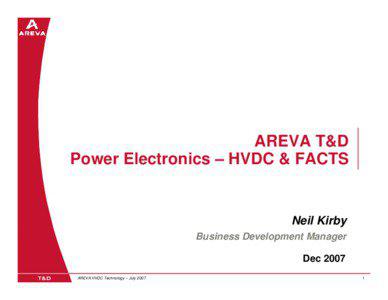 High-voltage direct current / Areva / Electric power transmission / HVDC Hokkaido–Honshu / Rivera HVDC Back-to-back station / Electric power / Energy / Electromagnetism