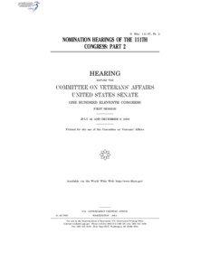 S. HRG. 111–87, Pt. 2  NOMINATION HEARINGS OF THE 111TH