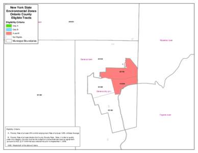 New York State Environmental Zones Ontario County Eligible Tracts Eligibility Criteria