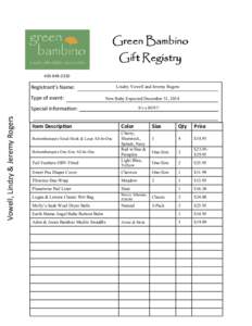 Green Bambino Gift Registry[removed]Lindzy Vowell and Jeremy Rogers