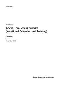 CEDEFOP  Final Draft SOCIAL DIALOGUE ON VET (Vocational Education and Training)